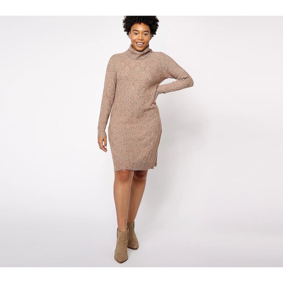 Denim & Co. Dresses & Skirts - Denim and Co Heritage Regular Cable Knit Sweater Dress Size Medium Sandalwood